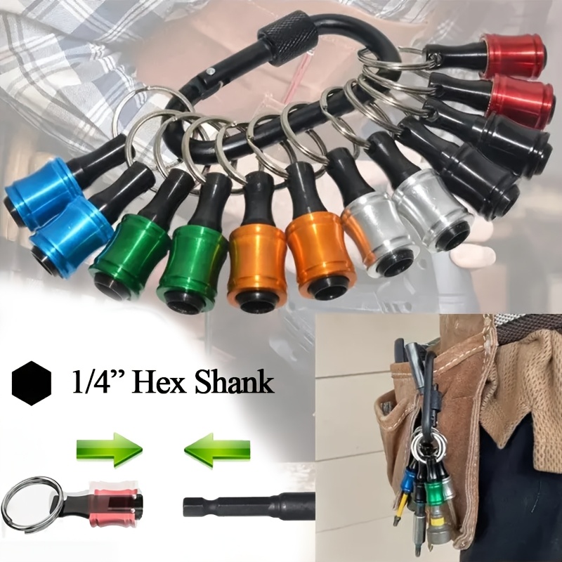 

12pcs Per Set, Upgrade, Push To , 1/4in Drill Retainer, Extension Rod Hex Shank Aluminum Alloy Screwdriver Bits Holder Light-weight Extension Bar