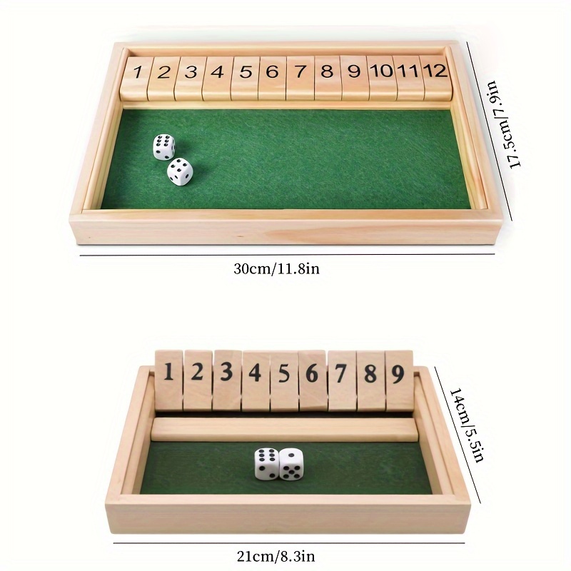 Wooden Shut Box Numbers Dice Game Board 2 Wooden Dices - Temu