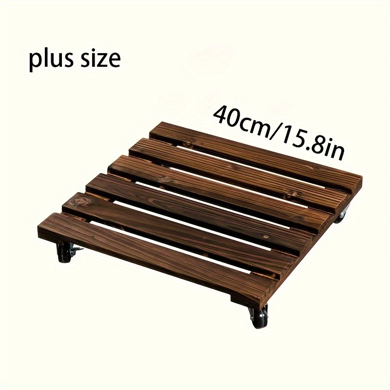 E-shop Robuster Pflanzenständer aus rustikalem Holz mit Feststellrollen – Quadratische Rollen für den Innen-/Außenbereich für sanfte , ideal für