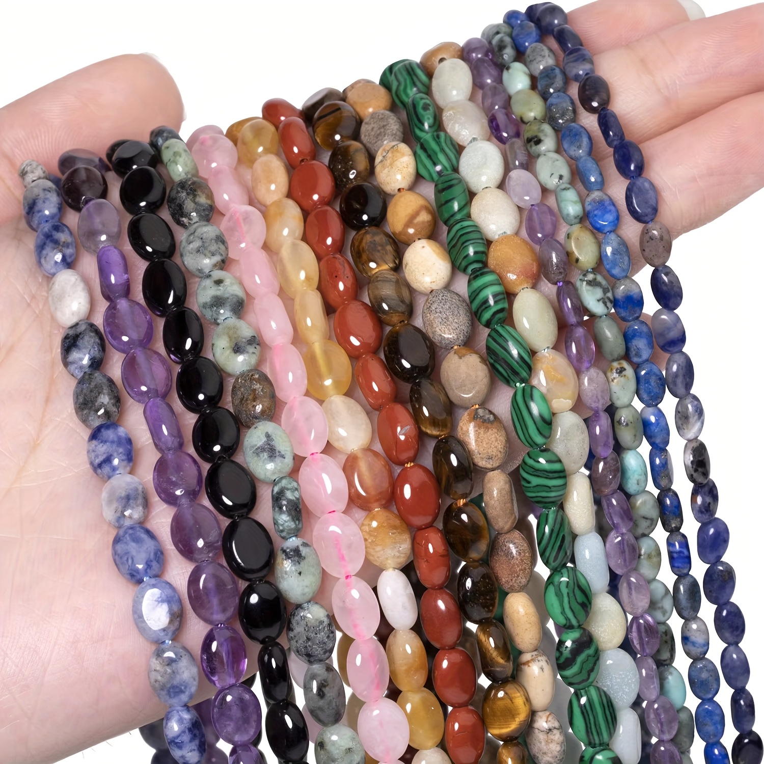 6x8mm Natural Egg Shape Stone Beads for DIY Jewelry Making