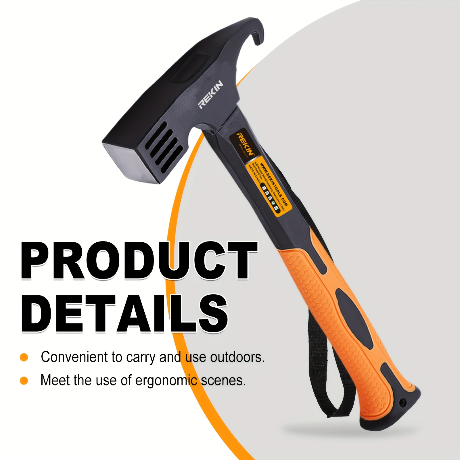 Image of 11-inch Tent Hammer (orange/red/blue) - In ; With A Powder-coated End And A Tpr Handle. A Portable Tent Stake Hammer Designed For And Camping - An Essential Small Hammer For Outdoors