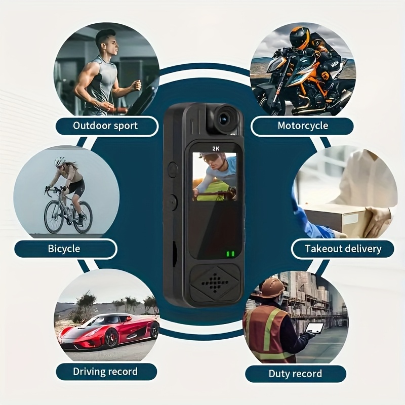 2K HD Wearable Sports Camera with 180° Rotating Lens & Night Vision - Portable bike helmet cam, action camera with Motion Detection, SD storage, for Cycling, Vlogging, Kids/Pet Monitoring - Ideal Gift for Adventurers (Black), Wearable Camera, Adventure Gear, Compact Design, Highquality Video, Outdoor Recording, Lightweight Design, Digital Stabilization, Content Creators