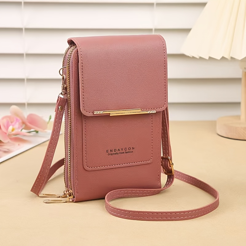 TEMU New Women's Travel Wallet Vertical Phone Bag Trendy Easy Multifunctional Crossbody Small Bag Large Capacity Convenient Zippered Phone, Portable