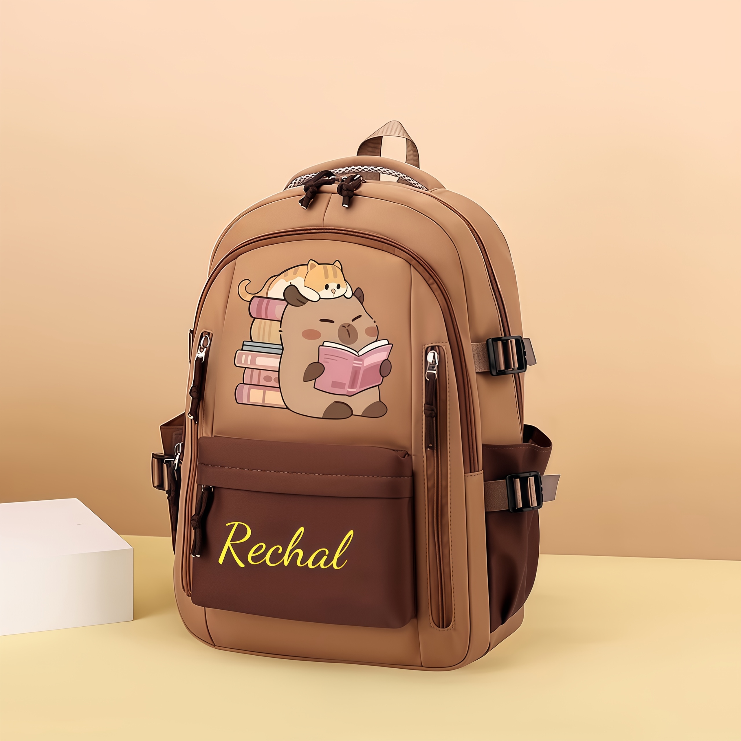 TEMU Sac à dos personnalisé avec un joli motif de capybara, parfait pour la rentrée scolaire. Il offre un look décontracté et élégant avec un grand