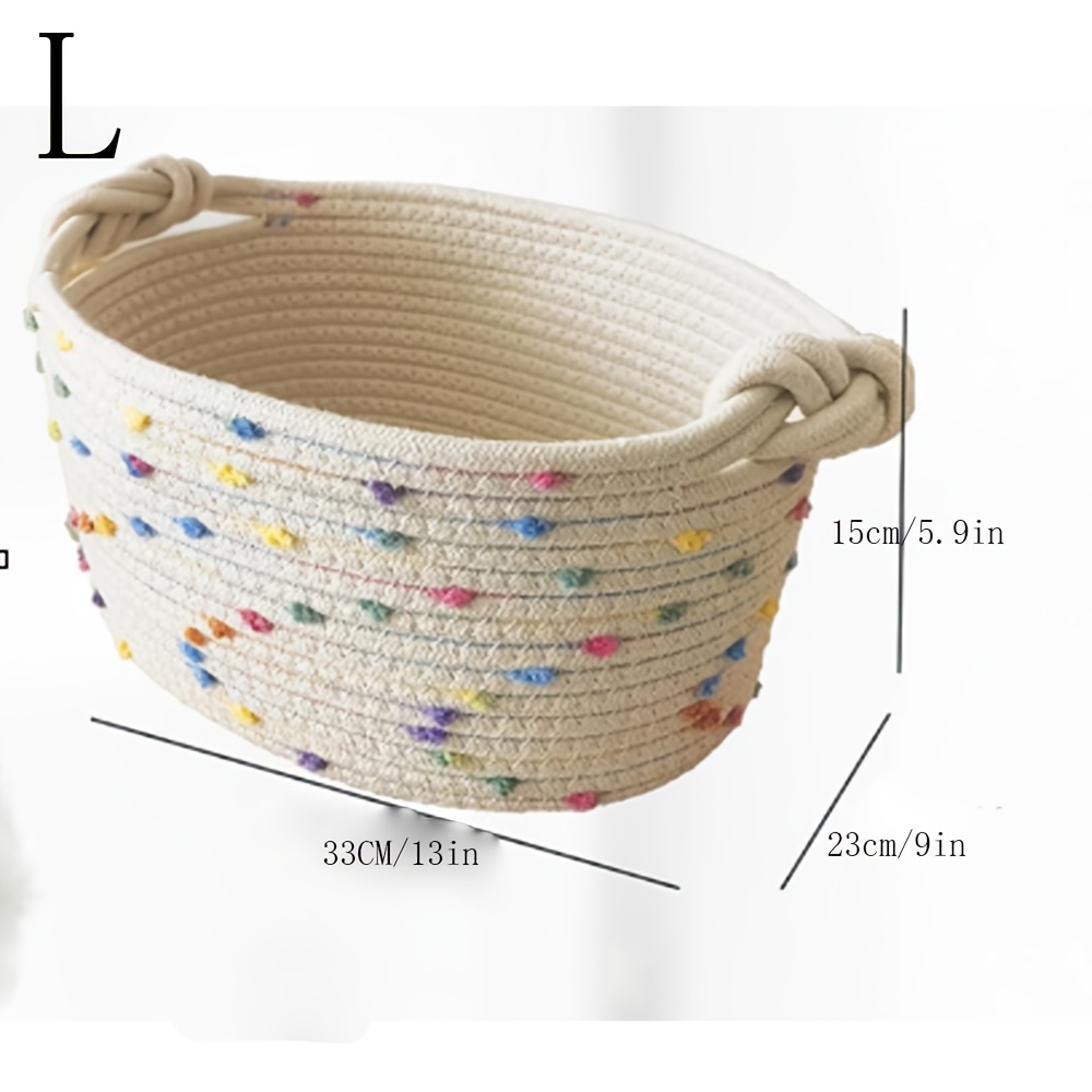 Small Woven Rope Storage Basket, 1pc Decorative Storage Basket, Cute Storage Box, Suitable For Storage, Shelves, And Closet Organization, Shelf Baskets