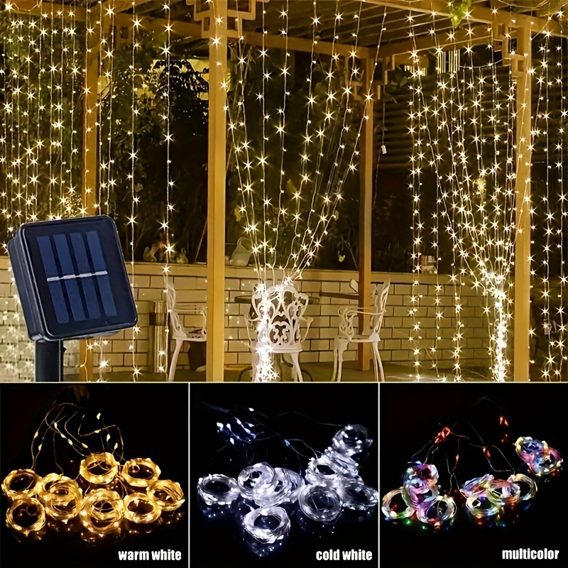 

Led Solar Curtain Light, Outdoor Fairy Lights, Waterproof Copper Wire Lights, Christmas Party Wedding Home Bedroom Garden Wall Decoration