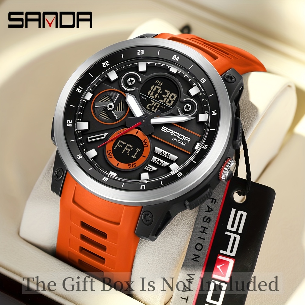 mens high end outdoor sports watch with night light waterproof 50m