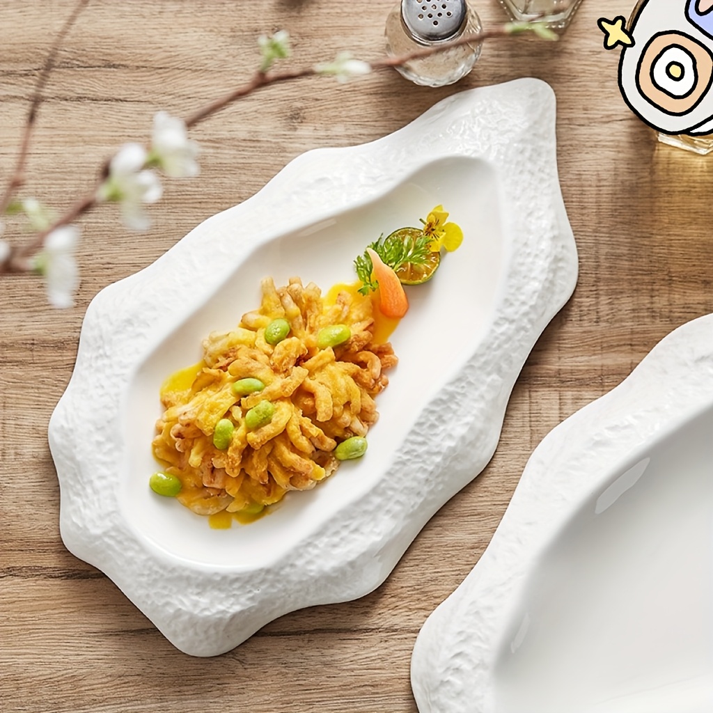 1pc rock-patterned creative tableware, suitable for serving special dishes in restaurants and family gatherings. Made of light luxury ceramics, this plate is full of artistic design. It is a purchasing product and a popular tableware for restaurants