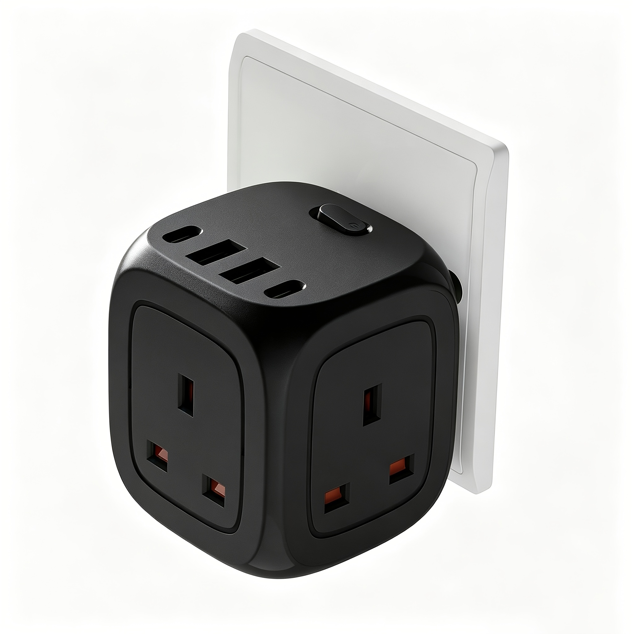 TEMU Power Strip/power Outlet/wall Socket Features Outlets, With (2 Usb-a) And (2 Type-c) Ports, Offering Multi-functional Conversion, Short-circuit