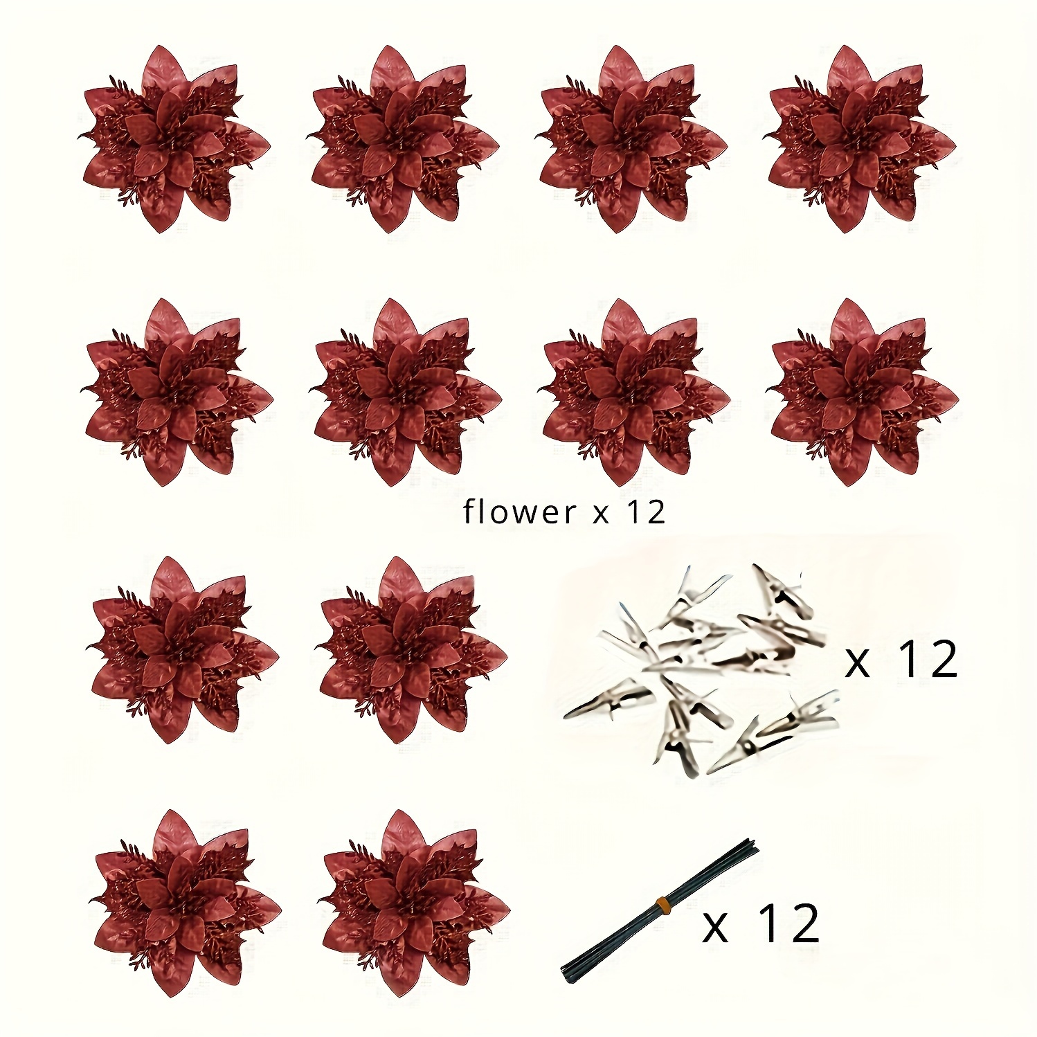 TEMU 36pcs Christmas Flower Set, 5.51