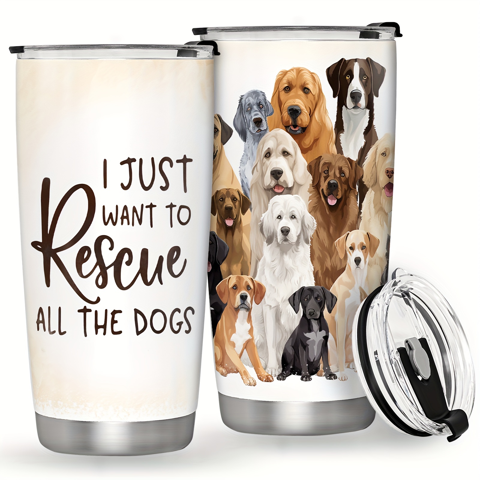 

1pc, Rescue Dogs Tumbler With Lid, 20oz Stainless Steel Water Bottle, Insulated Straight Water Cups, Summer Winter Drinkware, Outdoor Travel Accessories