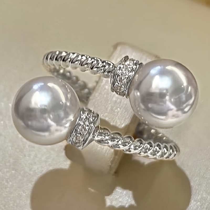 TEMU 1pc Anillos Elegantes de de Perlas para Mujer Adecuados para Uso Diario , Anillos Ajustables, Joyería Vintage