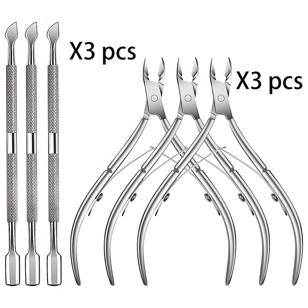 TEMU Set Of 6 Cuticle Trimmers With Pushers - High-quality Stainless Steel Cuticle Nippers, Clippers, And Remover Tools For Nail Fingers And Toes