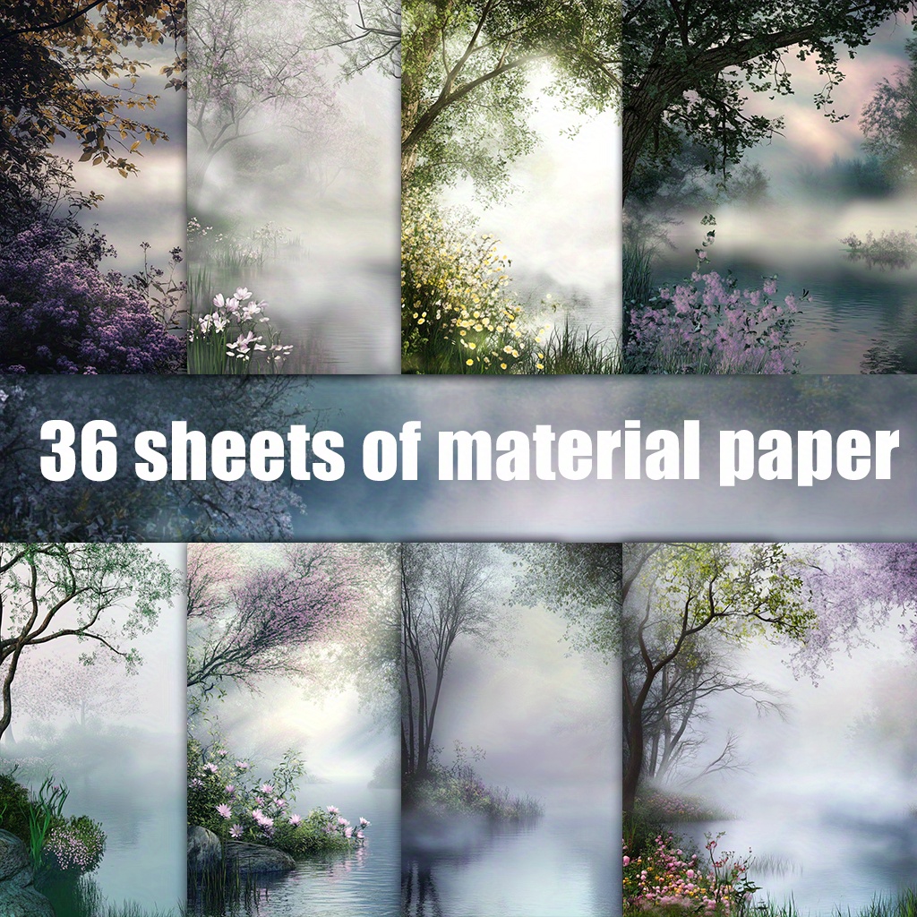 Image of 36 Non-repetitive Youhu Misty Paper, Decorative Paper, Material Paper Suitable For Handmade Gift Packaging, Retro Diary Greeting Card Making Background Card Mat