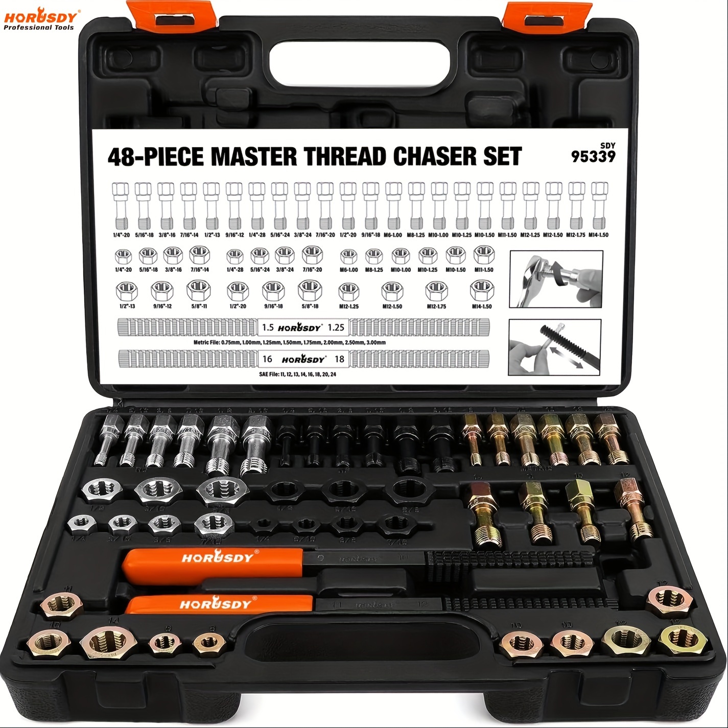 TEMU Horusdy 48-piece Thread Set Unf And Metric Thread Kit, Rethreading Kit Thread Repair Kit