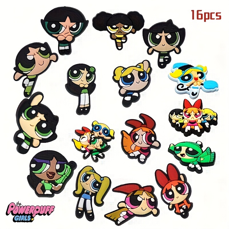 TEMU 16 pezzi Decorazioni a tema The Powerpuff Girls per scarpe e , decorazione creativa di scarpe, e fiori per scarpe, ideali come regalo di Natale,