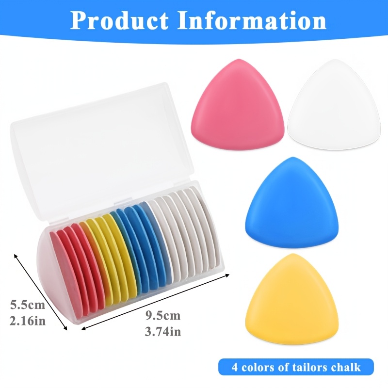 TEMU Craie de couturière pour la couture, craie de triangulaire pour tissu, craie de couture multicolore avec étui de rangement, craie de couturière