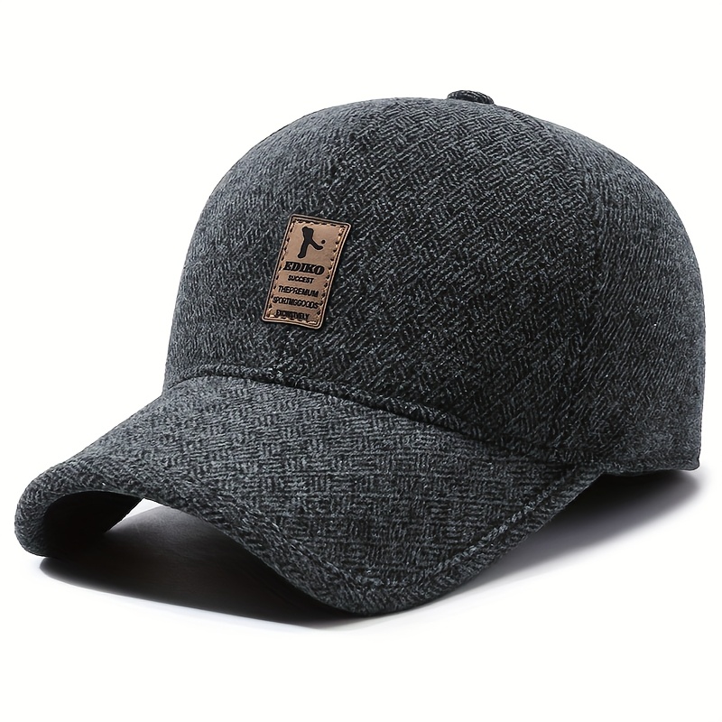Image of 1pc, Men's And Women's Autumn Winter Warm Baseball Caps, Thickened Tweed Lining, Warm And Comfortable, Ear Cups Design, Suitable For Autumn Winter Outdoor Travel, Cycling, Hiking, Without Battery