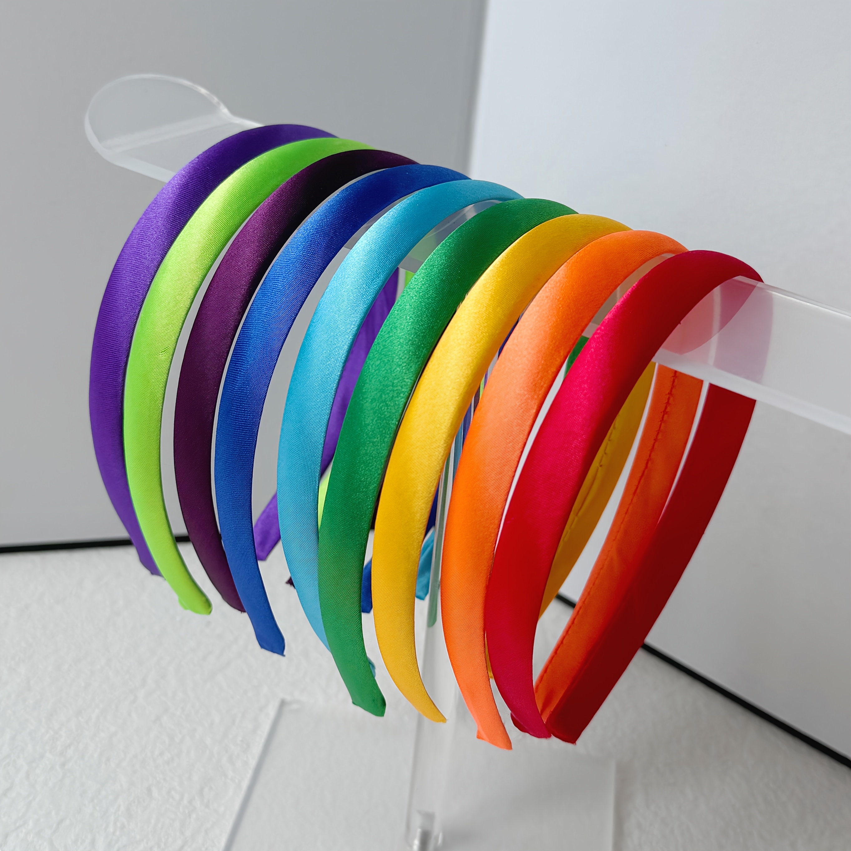 Image of 9pcs 1.5cm Wide Satin Scrunchie Headbands For Women, Handmade Diy Semi-finished Hair Accessories, Seamless Hair Ties, Headbands, And Hair Ornaments