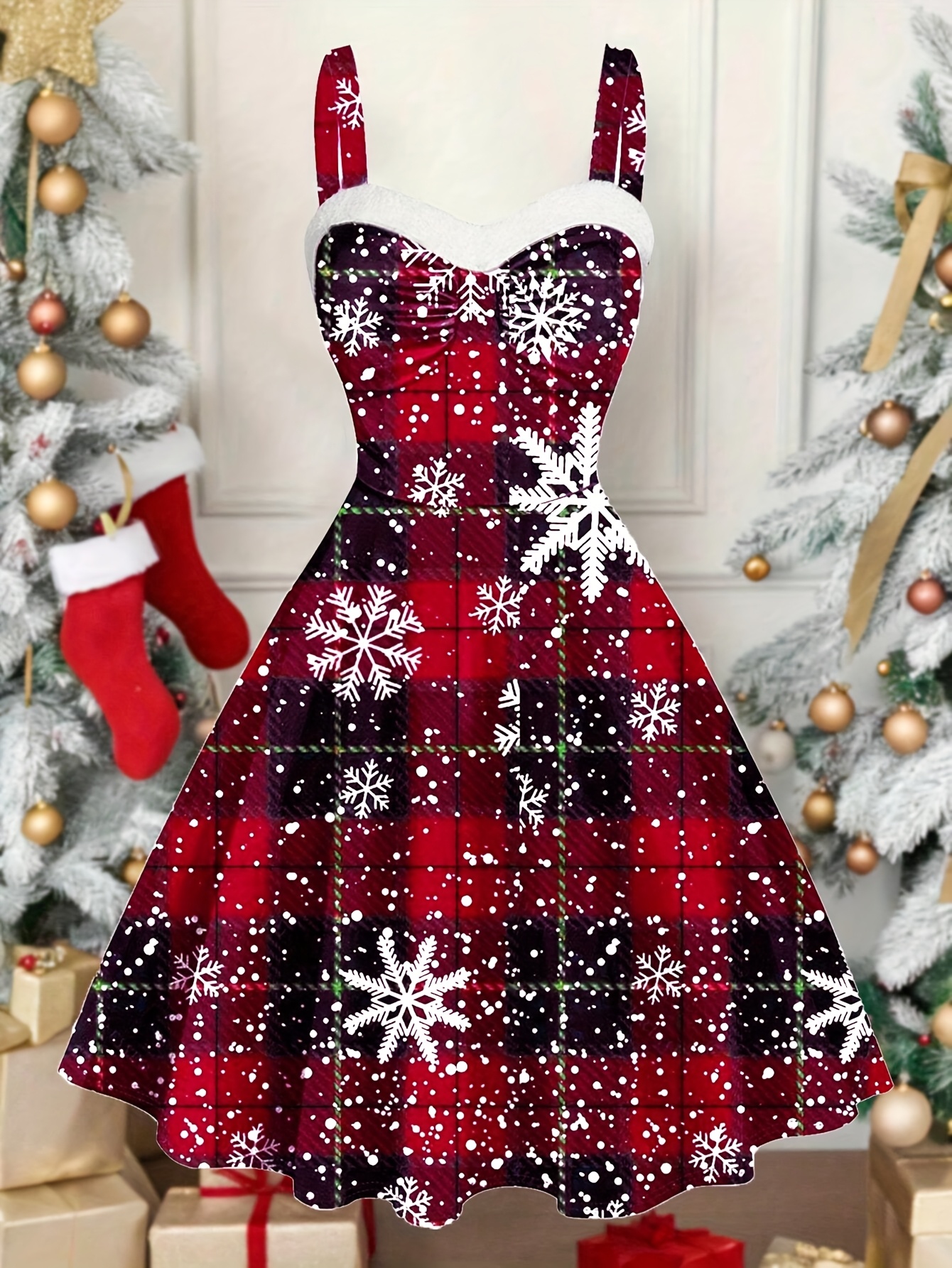 christmas dress womens near me Luxury Mrs. Claus Dress: Red Christmas Maxi Dress With White Fur