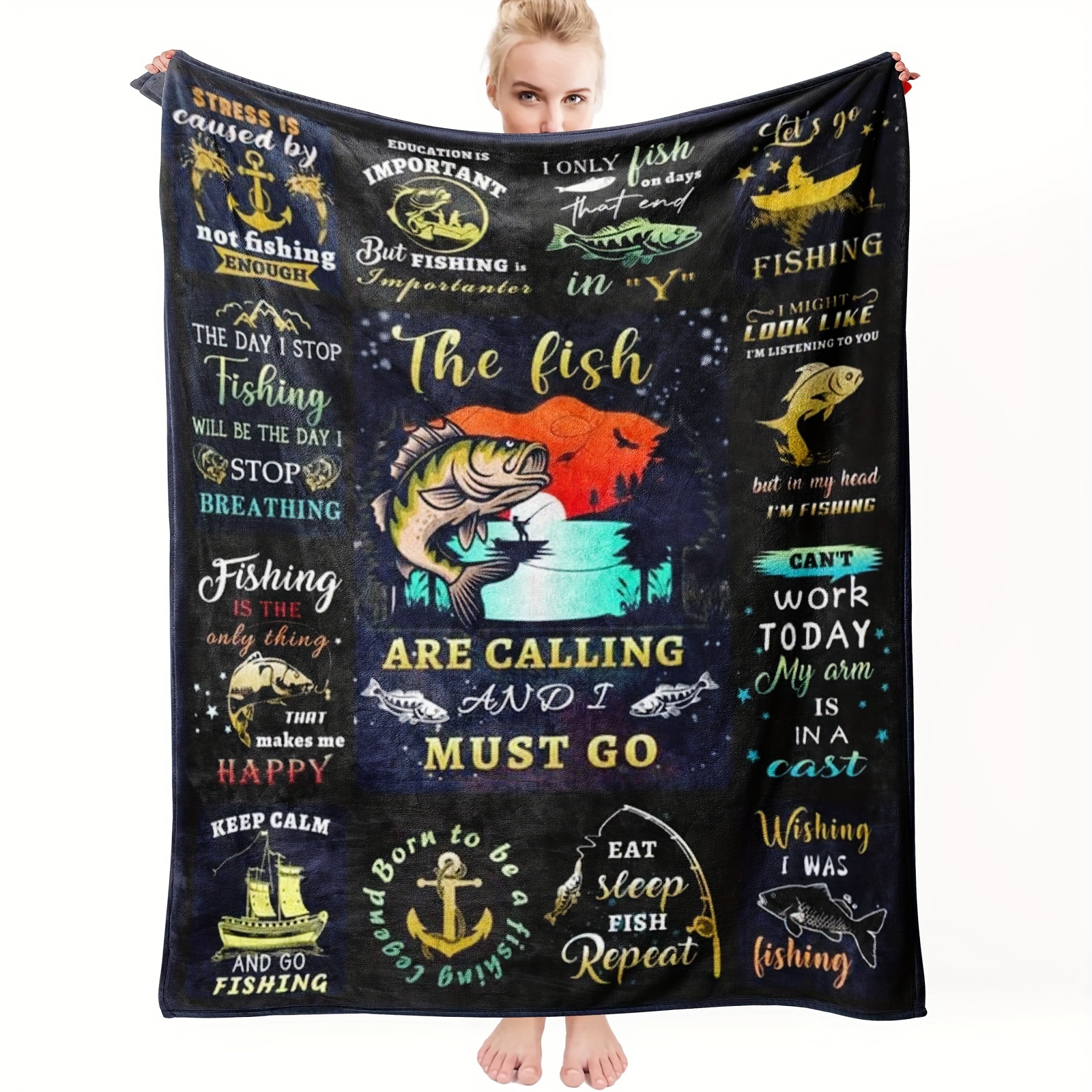 Fish Print Blanket Outdoor Fishing Lovers Blanket Soft Warm - Temu United  Kingdom
