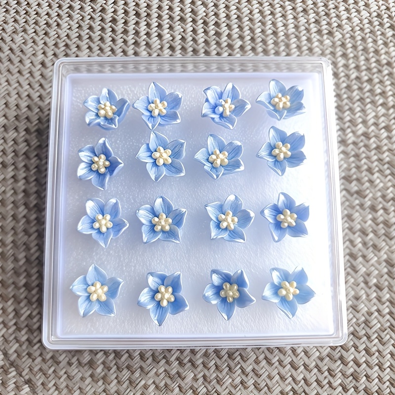 16pcs Camellia Flower Resin Stud Earrings in Box