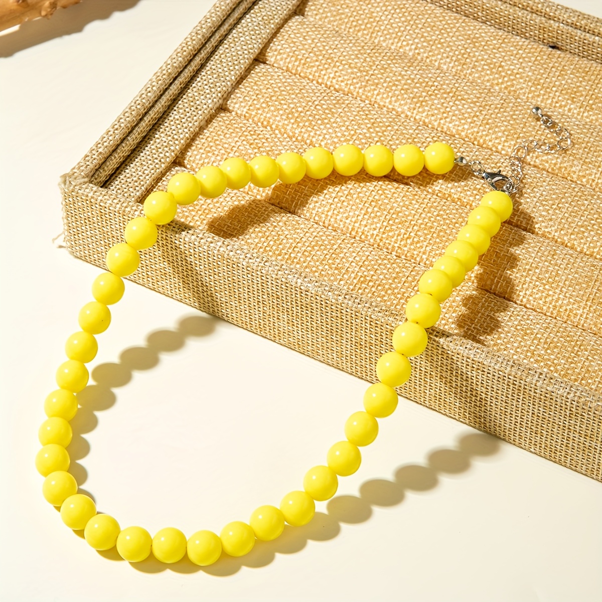 TEMU 1 pièce, Style et tendance, Chaîne à perles rondes acryliques colorées de 1 cm, Collier décontracté pour femme, Convient pour les fêtes et les