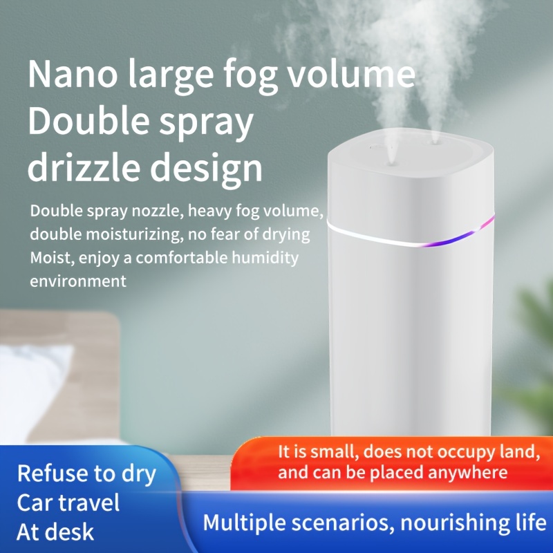

Portable Humidifiers 600mll, Usb Desktop Humidifier, Cool Mist Quiet Ultrasonic Aroma Diffuser, For Car, Office, Bedroom, Auto Shut Off, 2 Mist Modes