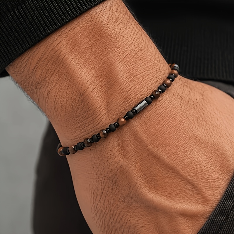 TEMU 1 Vintage Fashion Men's Eye Beaded Bracelet, Symbolizing Strength And . Suitable For Daily Wear And Parties, A Perfect Gift For , Fathers,