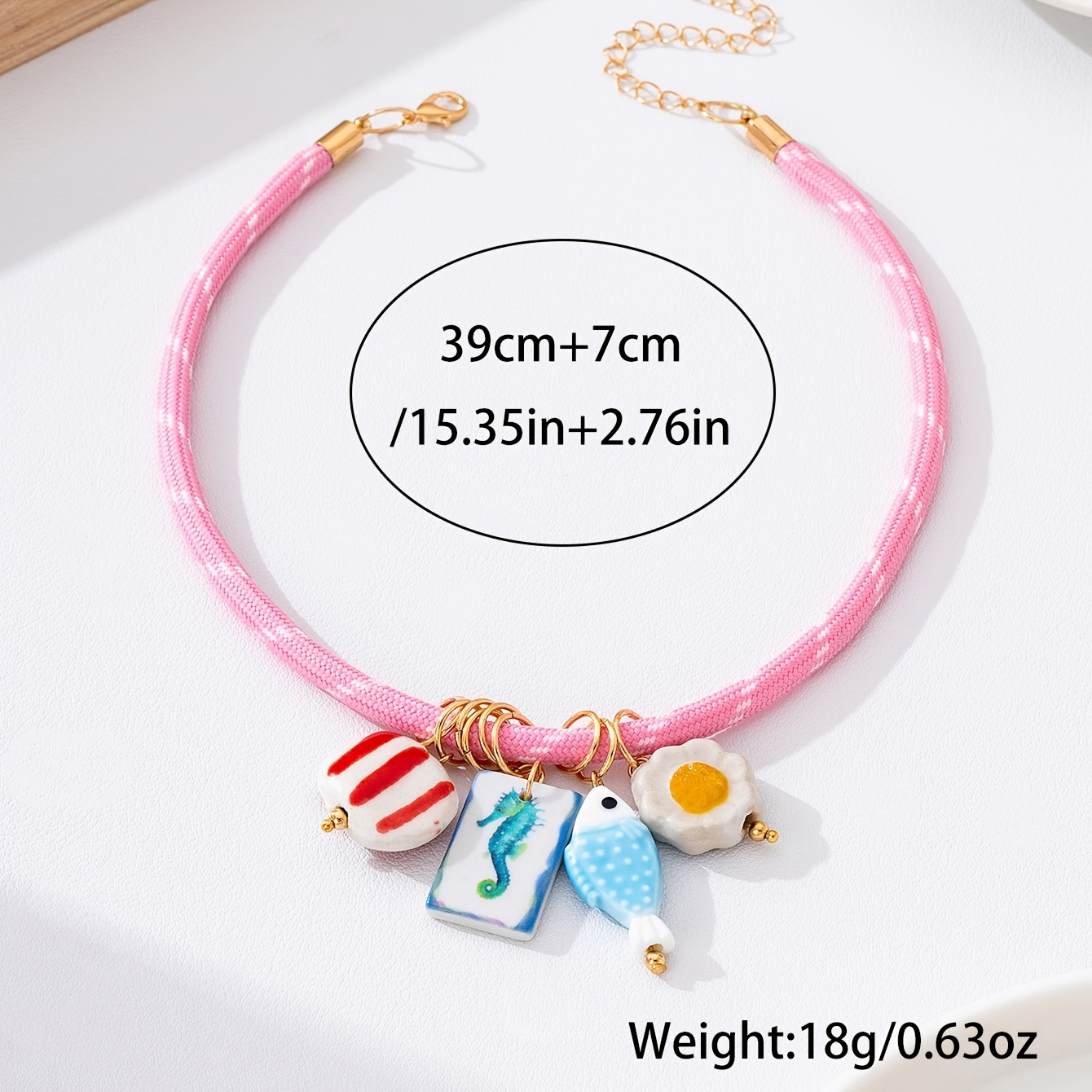 Women's Unique Starfish Ceramic Pendant Necklace, Vacation Style