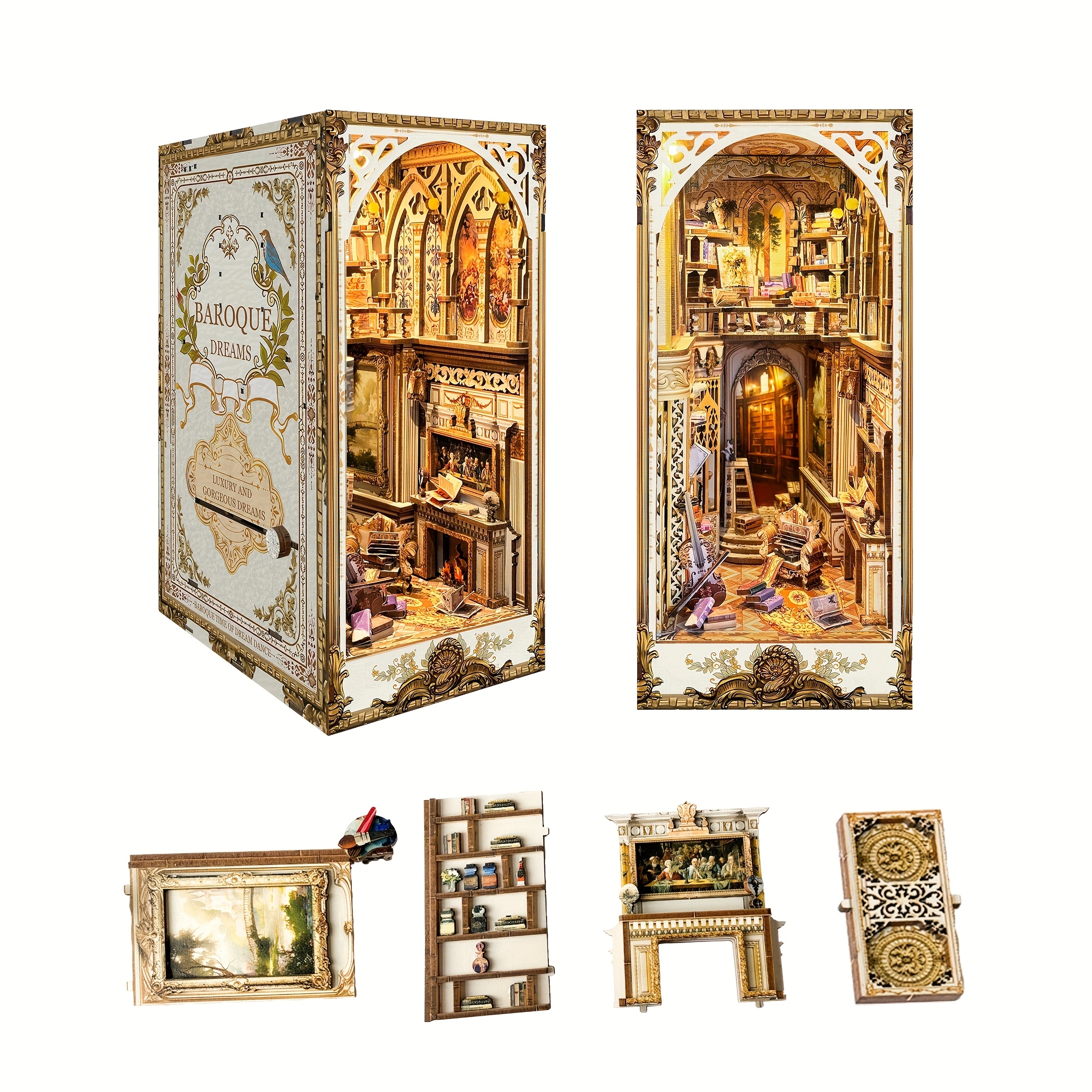 TEMU Gorgeous - Wooden Diy 3d Bookends, A Retro Creation, Mysterious Past