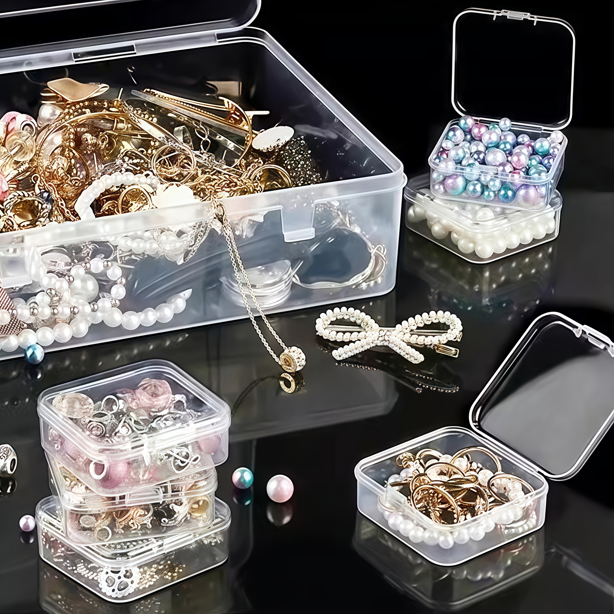 31pcs set: 1 large box + 30 small transparent plastic storage containers with lids - bead organizer case for   making, nail art & bracelet crafting supplies – perfect valentine s day gift and women’s/girls’ present Product details 2