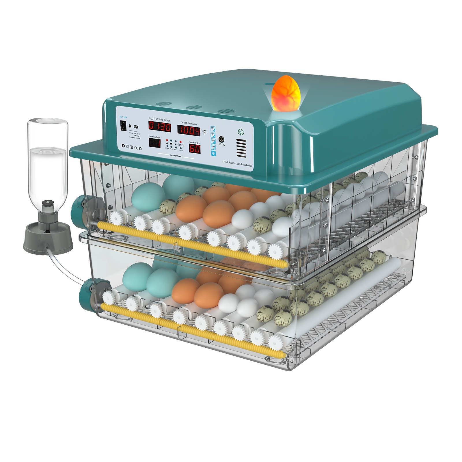 TEMU Fully Automatic Incubator, 120 Eggs Incubator, Display Days And Humidity, Can Automatically The Eggs, With Egg Lamp, 4 , Can Eggs Duck Eggs