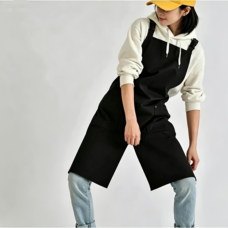 TEMU 1pc Frayed Apron, 100% Polyester Fabric, Quick-release - Convenient To Wear, Adjustable Waistband, With 2pcs Large Pockets, Suitable For Work,