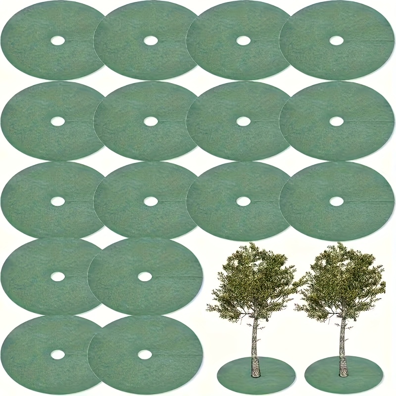 E-shop 12/24 Stück grüne Vlies-Tuchring - Unkrautvlies und Pflanzenschutz für Parks und Bäume, atmungsaktives und saugfähiges Material für optimale