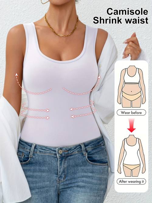 womens tummy control vest sleeveless comfortable base layer top with waist cinching body shaping sports bra