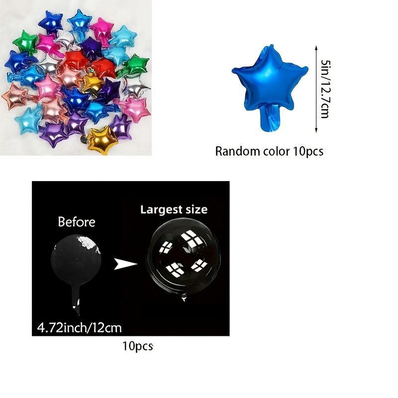 20pcs, Clear Pom-poms And Random Mixed- Balloons - Includes 10pcs 12cm Clear Pom-poms And 10pcs 5-inch Random Mixed-, Suitable For Weddings, Engagements, Birthday Parties, Anniversary Decorations