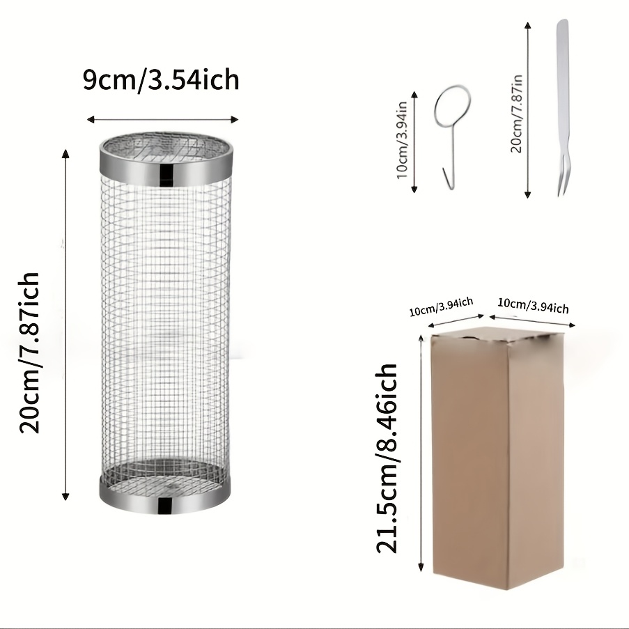 3-delige roestvrijstalen bbq-grillbasketset, draagbare ronde barbecue-kookrek, veelzijdig buitenkampeeraccessoire,   vuurplaagrillorganisator 1