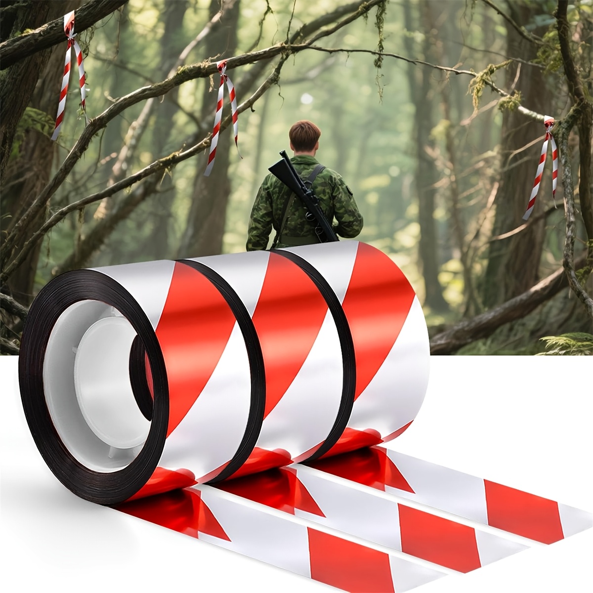 3 rolls red silvery reflective warning tape 149 96meter bird repellent scare tape   reflective pest deterrent tape for outdoor garden patio tree sidewalk construction   barrier