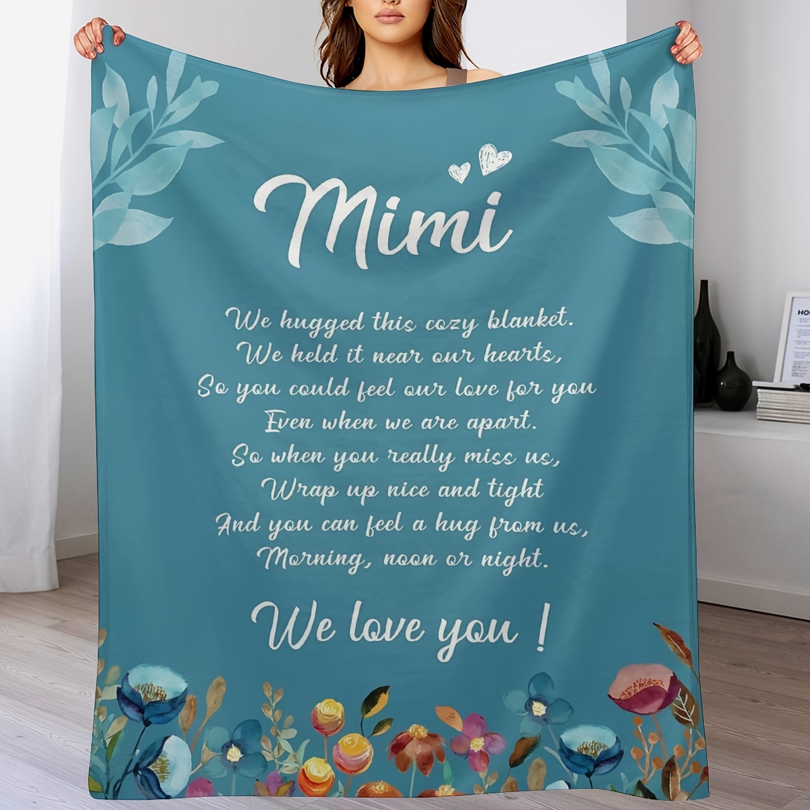 

Mimi Gifts, Mimi Blanket With Florals Print, Birthday Gifts For Mimi, Mimi Gifts For Grandma On Mother's Day, Flannel Throw Blankets