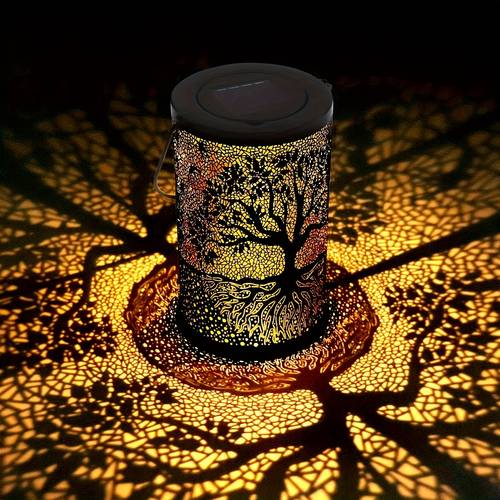 outdoor solar lanterns waterproof hanging standing lights with tree of life metal branch led for garden patio pathway tabletop porch suitable for lawn backyard porch solar panel included