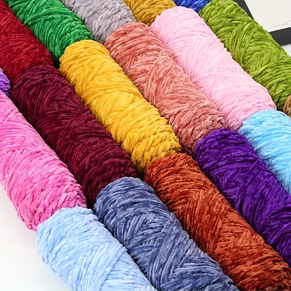 

3pcs Soft Chenille Velvet Yarn - 100% Polyester, Plush & Warm For Diy Knitting And Crochet Sweaters - In Multiple Colors, Crochet Yarn