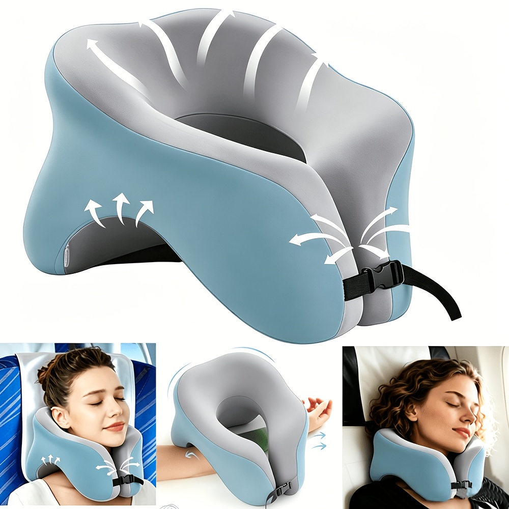 TEMU Oreiller de voyage 3-en-1 multi-scènes, coussin de soutien réglable à 360° pour et le cou, oreiller de voyage portable pour avec sac de