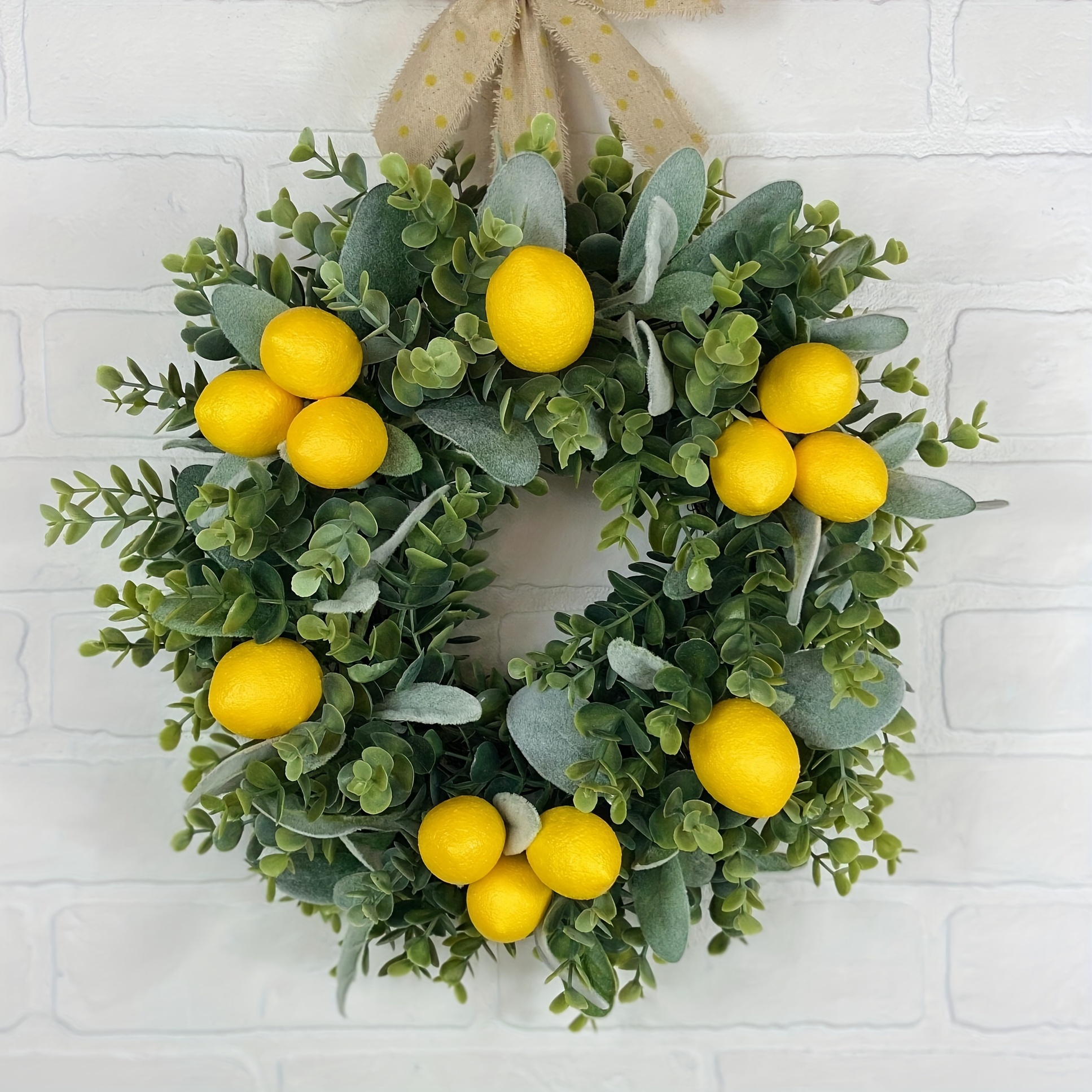 

1pc, Small Summer Lemon Wreath, Cabinet Wreath, Lemon Kitchen Decor, Spring Window Wreath, Modern Lemon Decoration, Lemon Country Cottage Wall Decor