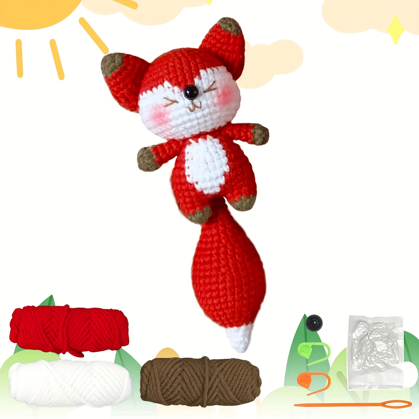 

crafty Gift" Complete Red Fox Crochet Kit For Beginners - All-in-one Starter Set With Instructions & Step-by-step Video Tutorials, Fabric Material Included