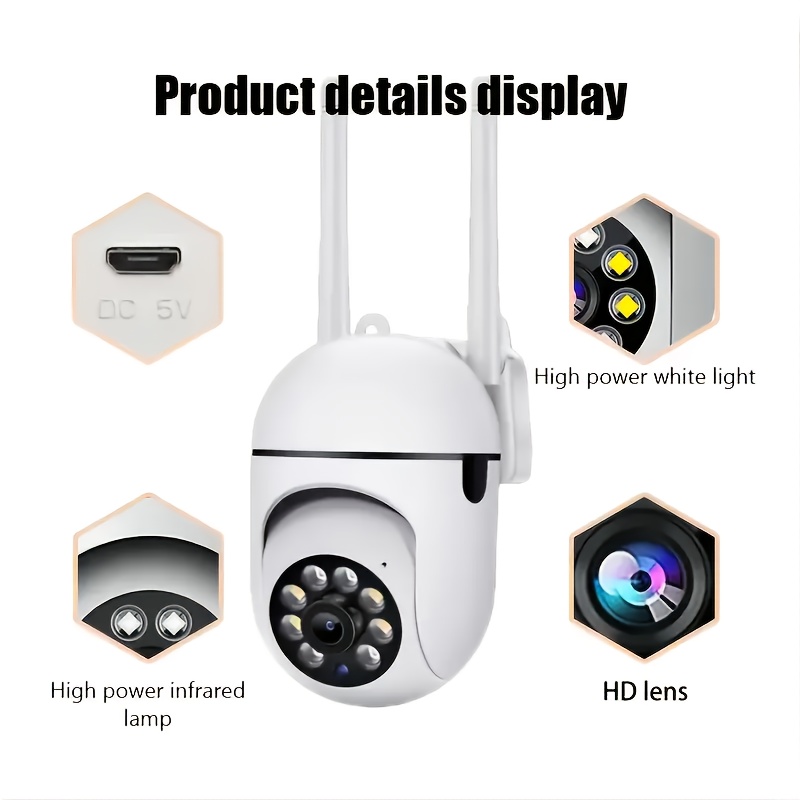 Panoramic Wireless WIFI Camera, 1296P Full HD Image Quality | USB Power Supply Design and Easy Installation | 24-hour Full-color Night Vision + Two-way Call | 2.4G WiFi Home Monitoring + Motion Detection, 1 Pack