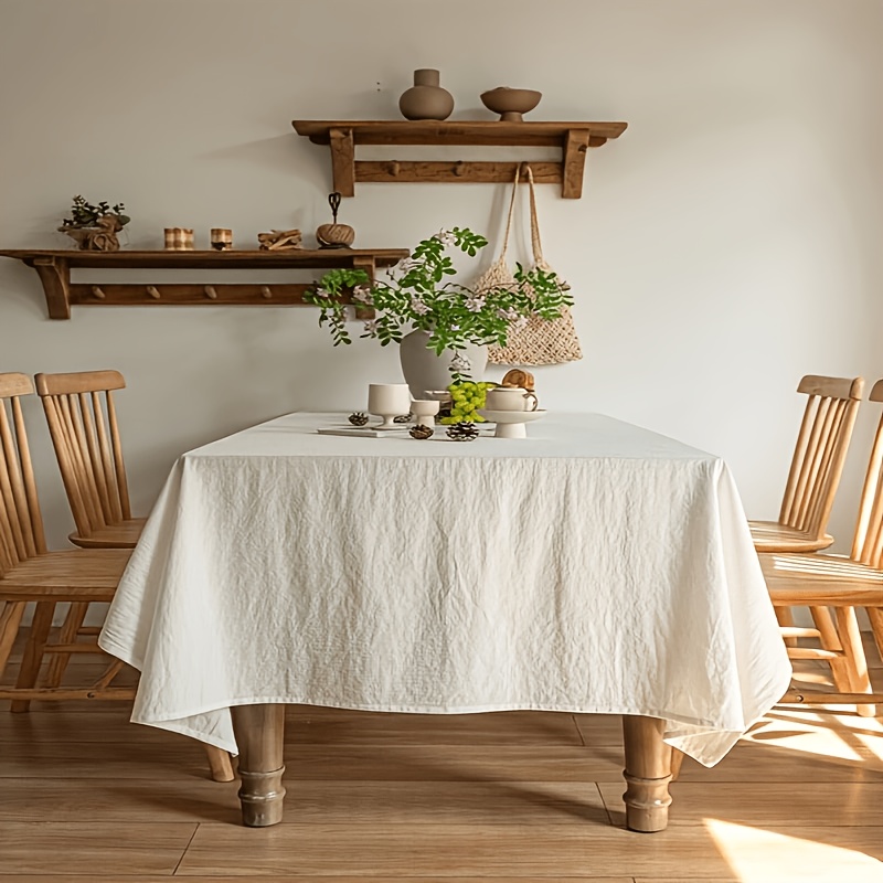 Natural Tablecloth - Line Rectangular Tablecloth Bohemian Tablecloth - Machine Washing Tablecloth For Fall, Fall, Thanksgiving, Christmas, Countryside, Holidays