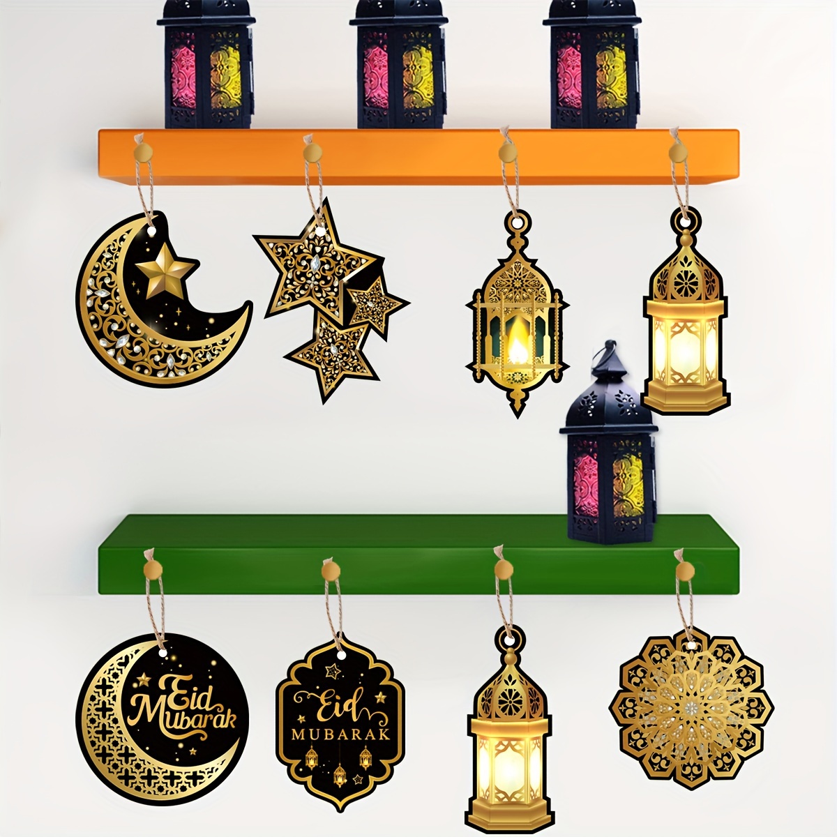 

14pcs,eid Black Gold Pendant, Castle Ornament,ramadan Decoration For Home,lslamic Party Supplies,ramadan Eid Al-fitr Gifts,eid Al Gifts,ramadan Party Decor