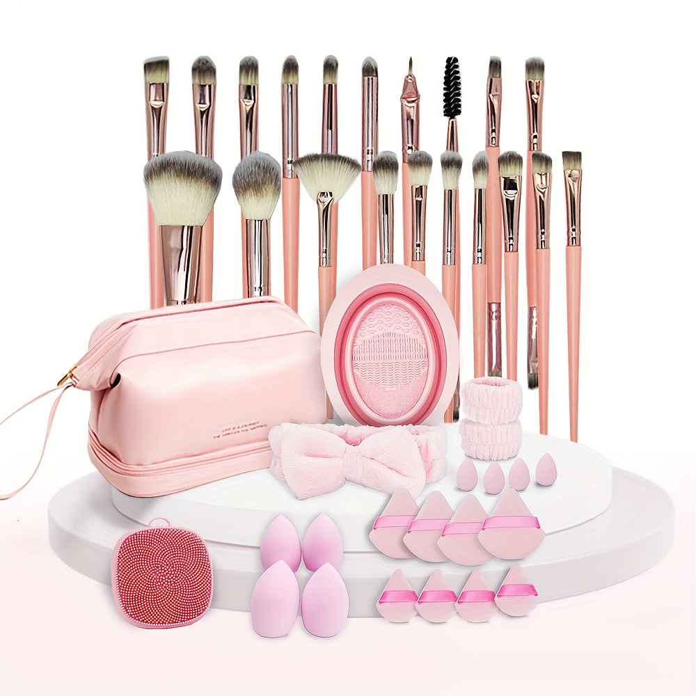 

Makeup Tool Set, 42pcs/set,, Makeup Brush & Headband & Wiistband & Puff & Cleaning Bowl & Silicone Face Wash Brush & Makeup Egg & Makeup Bag, Professional Makeup Tools For Women