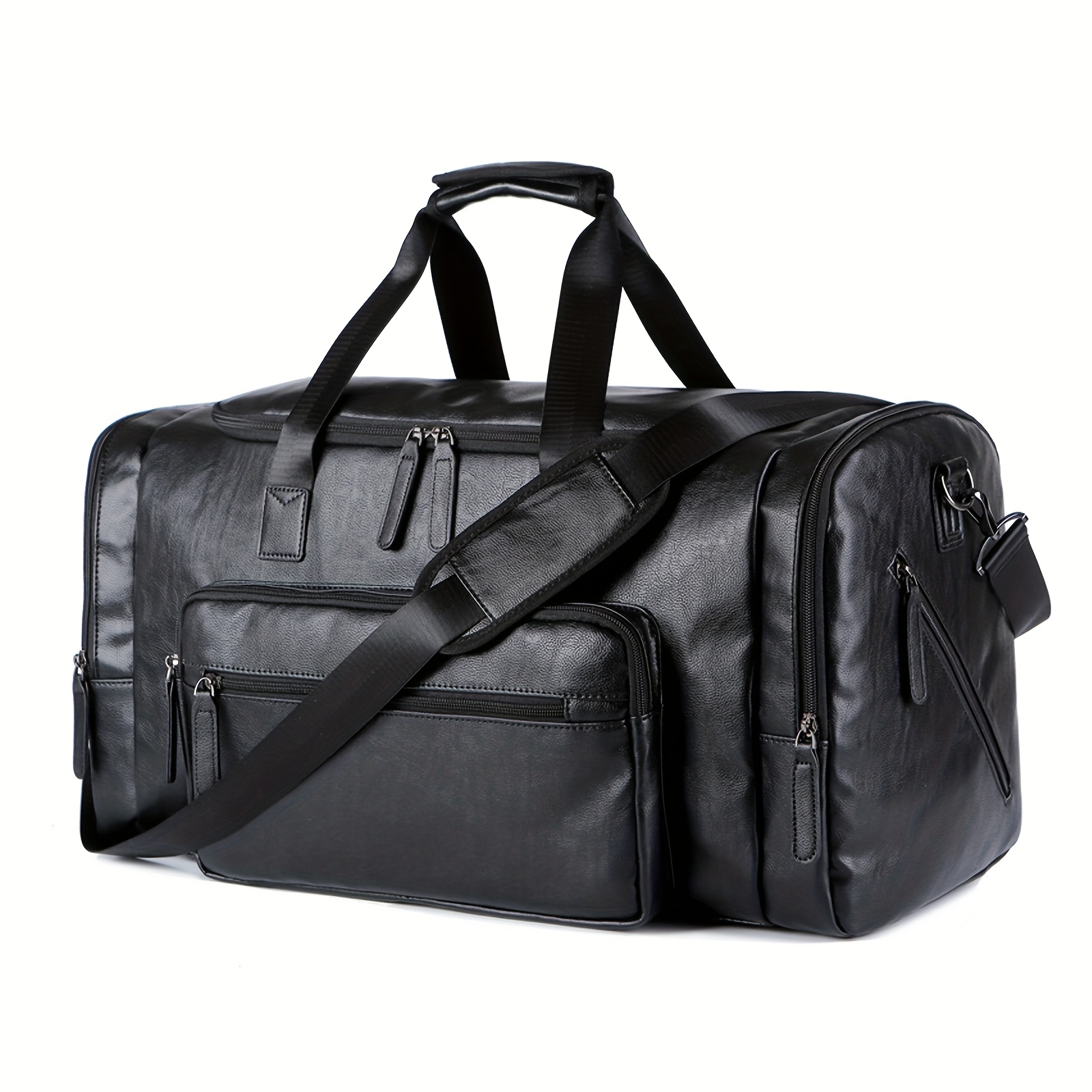TEMU Men's Duffle Bag - 40l Large Capacity Carry-on With Multiple Side Pockets, Dual Shoulder/tote Handles & Adjustable Strap, Airplane Underseat